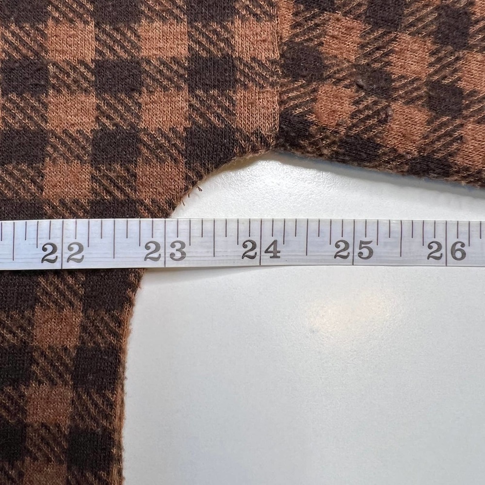 Soft Surroundings Women's Tunic Brown / Black Plaid Peasant V-Neck Top Size L - Picture 5 of 8